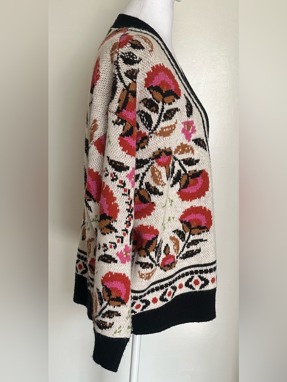 Farm Rio Palms Paradise Sand Knit Cardigan Sweater Women’s Size XS Oversized - Picture 16 of 16